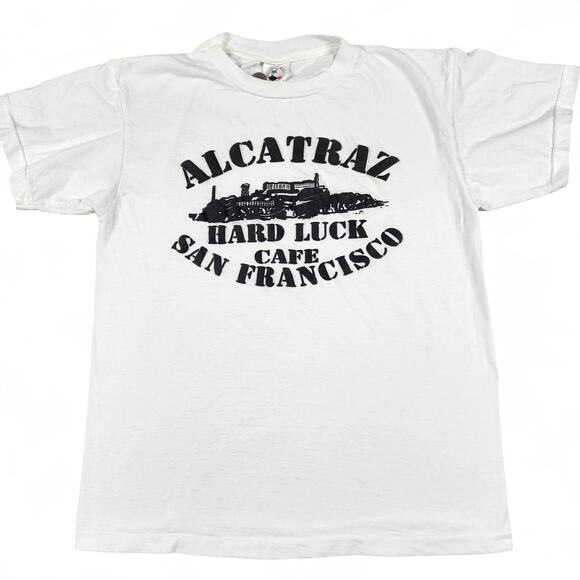 Vintage Alcatraz Shirt Adult Large Hard Luck Cafe San Francisco Puffy Paint - Picture 1 of 10